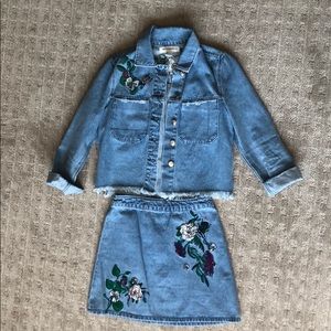 Embroidered denim set